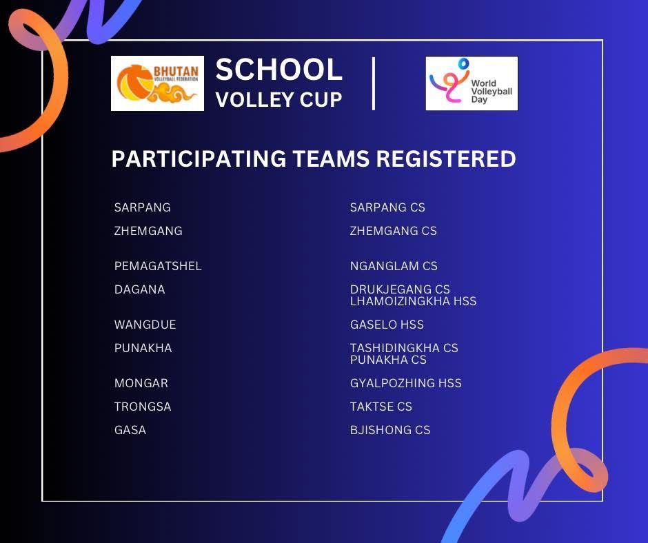 Bhutan Gears Up for World Volleyball Day with Inaugural School Volley Cup 2025 2 As the global volleyball community prepares to mark the first-ever World Volleyball Day on 7 July 2025, Bhutan joins the global celebration by launching a landmark national school-level tournament. The Bhutan Volleyball Federation (BVBF) will host the inaugural School Volley Cup 2025 from 7th to 9th July
