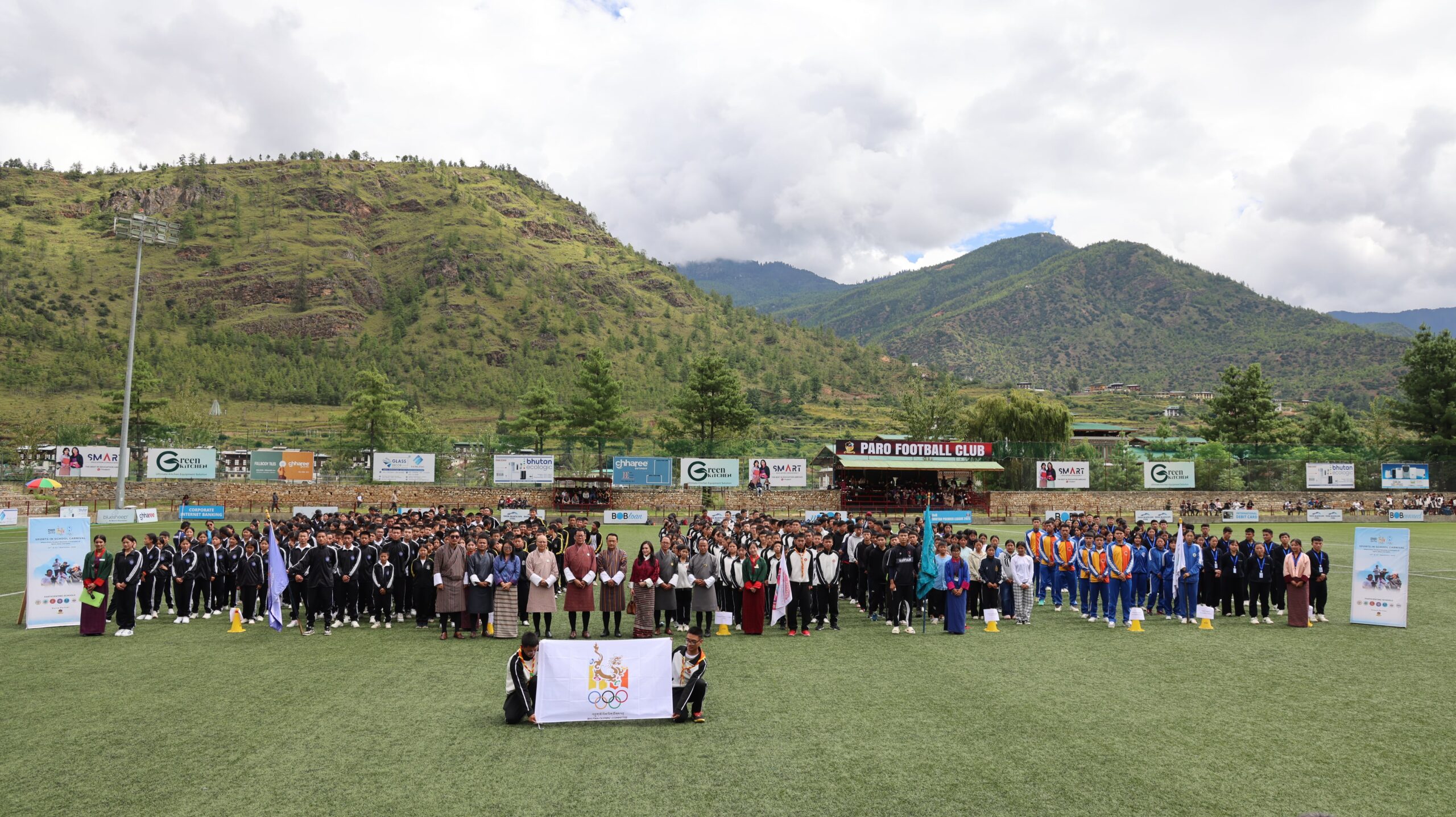 The first day of the School Carnival 2025 was nothing short of magical. From the early morning, the Woochu Sports Arena and Rinpung Sports Arena were brimming with life – seven schools coming together, nearly 2,000 students, teachers, parents, grandparents, and guests filling every corner with anticipation and excitement.