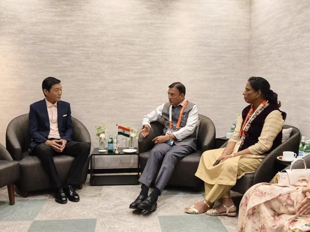 HRH Prince Jigyel Ugyen Wangchuck Meets with India’s Union Minister for Youth Affairs and Sports, in Nagoya, Japan