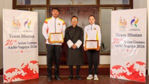 Kinley Tshering and Kinga Wangmo Receive Fifth-Place Certificates for Asian Games Achievements